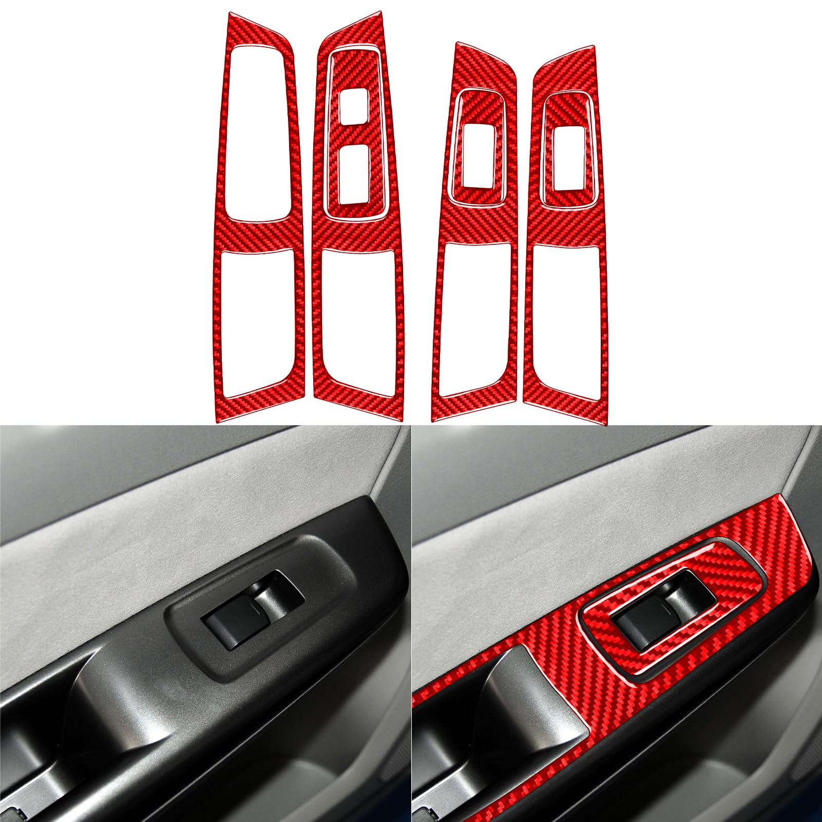 Generic Auto Interior Decoration Decal Full Complement Sticker 48pcs Set Premium Sticker Real Quality Soft Carbon Fiber Interior Trim Accessories Compatible with Subaru Impreza 2009 2010 2011 Red