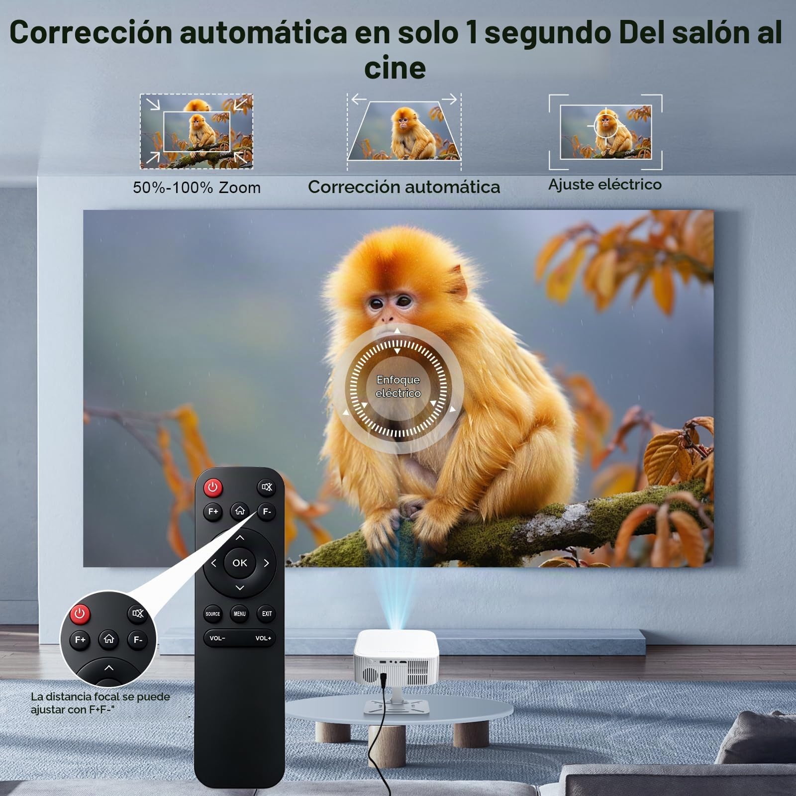 Salange Proyector, 1080P Nativo Compatible con 4K,Inteligente Android 14 Proyector con WiFi6 y Bluetooth 5.4 Enfoque Electrónico y Corrección Automática, Integrado en Youtube/PrimeVideo