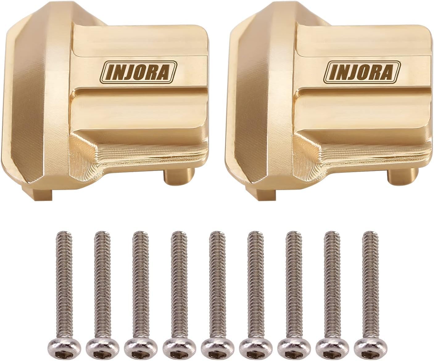 INJORA Brass Diff Cover 2PCS Front and Rear Axle Diff Cover for 1/18 RC Crawler Car TRX4M Upgrade Parts,11g (TRX4M-01)