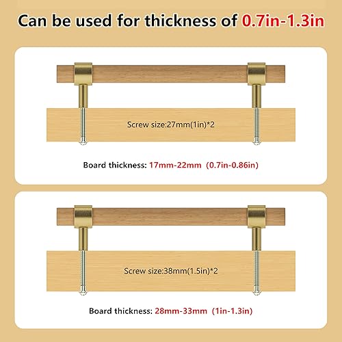 Miniatura 5 de Tiradores de madera para cajones, paquete de 4 manijas de madera de haya de 9 pulgadas, adecuadas para cocina, sala de estar, dormitorio, baño y