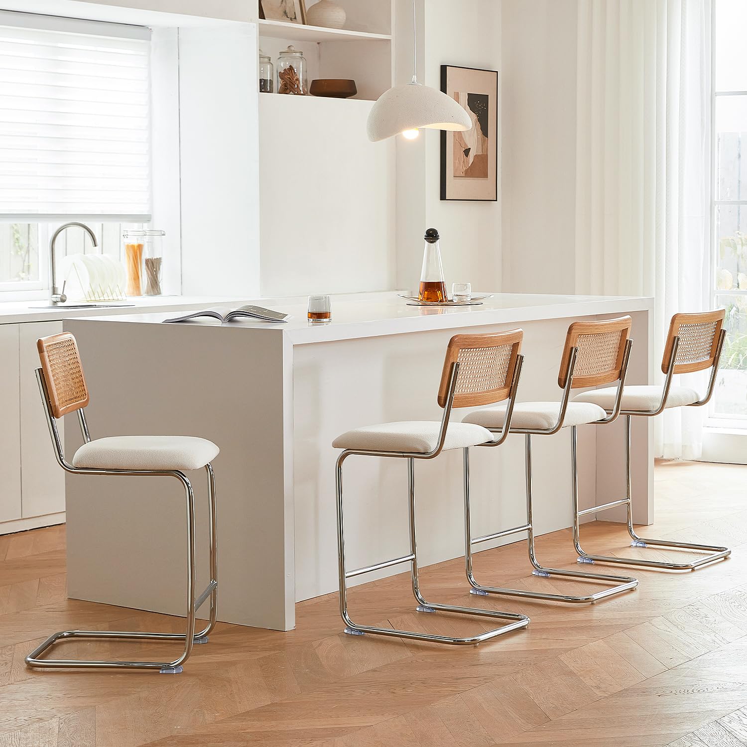 24 Counter Stools Natural EcoDecors Satori 24" Teak Wood Counter Stool