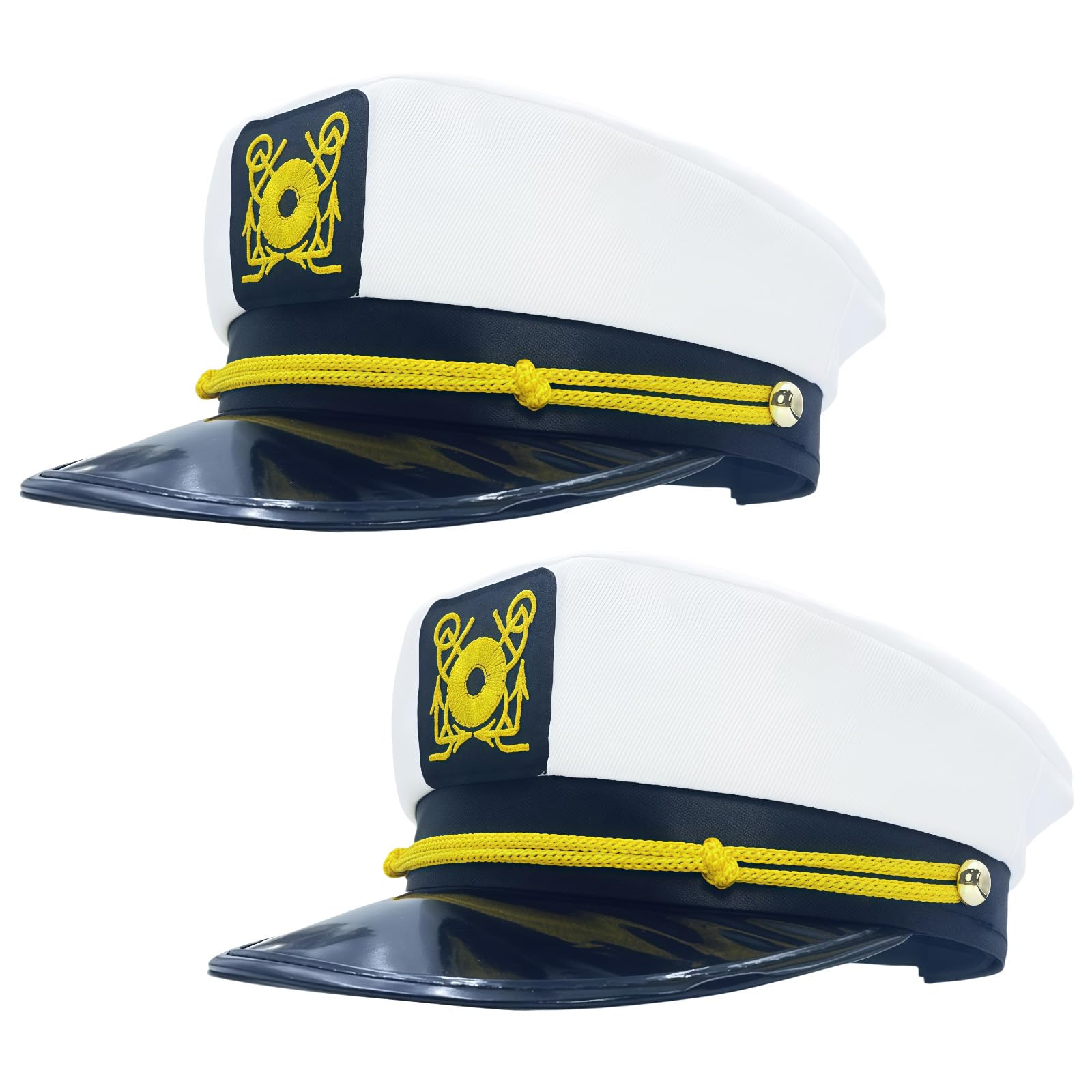 2 Pack Yacht Captain Hat Adjustable Sailor Ship Costume Cap Adult Navy Hat