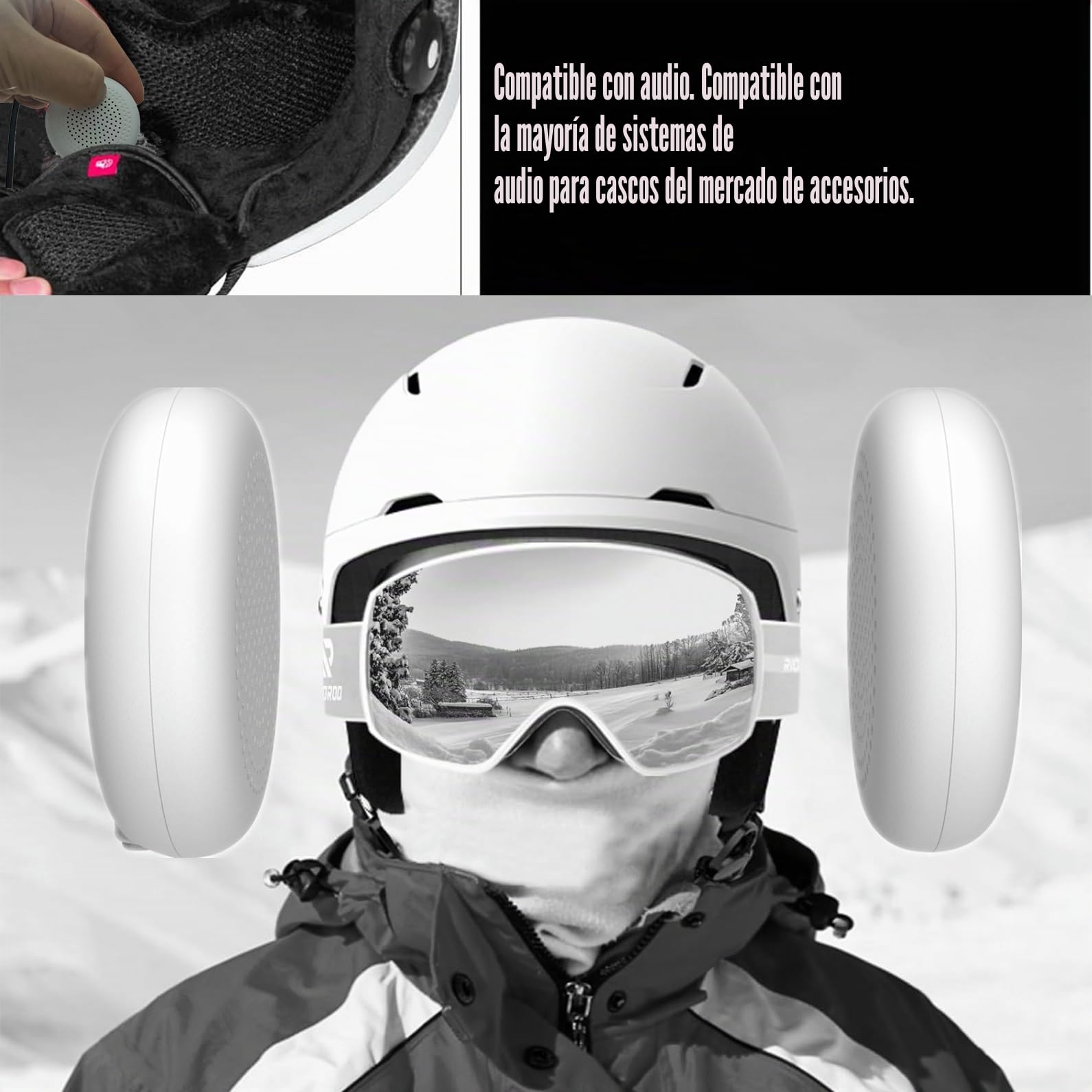 Auriculares para Casco de esquí, Diadema para Correr, Casco para Bicicleta, Altavoces inalámbricos Bluetooth para esquí, Snowboard, Ciclismo de montaña, Casco de Escalada