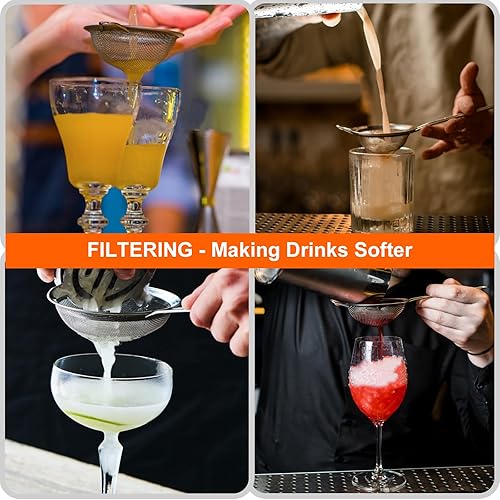 Miniatura 7 de Juego de 2 coladores y tamices de malla fina con mango resistente para cocina, acero inoxidable de alta calidad, colador de malla pequeño para tamiz