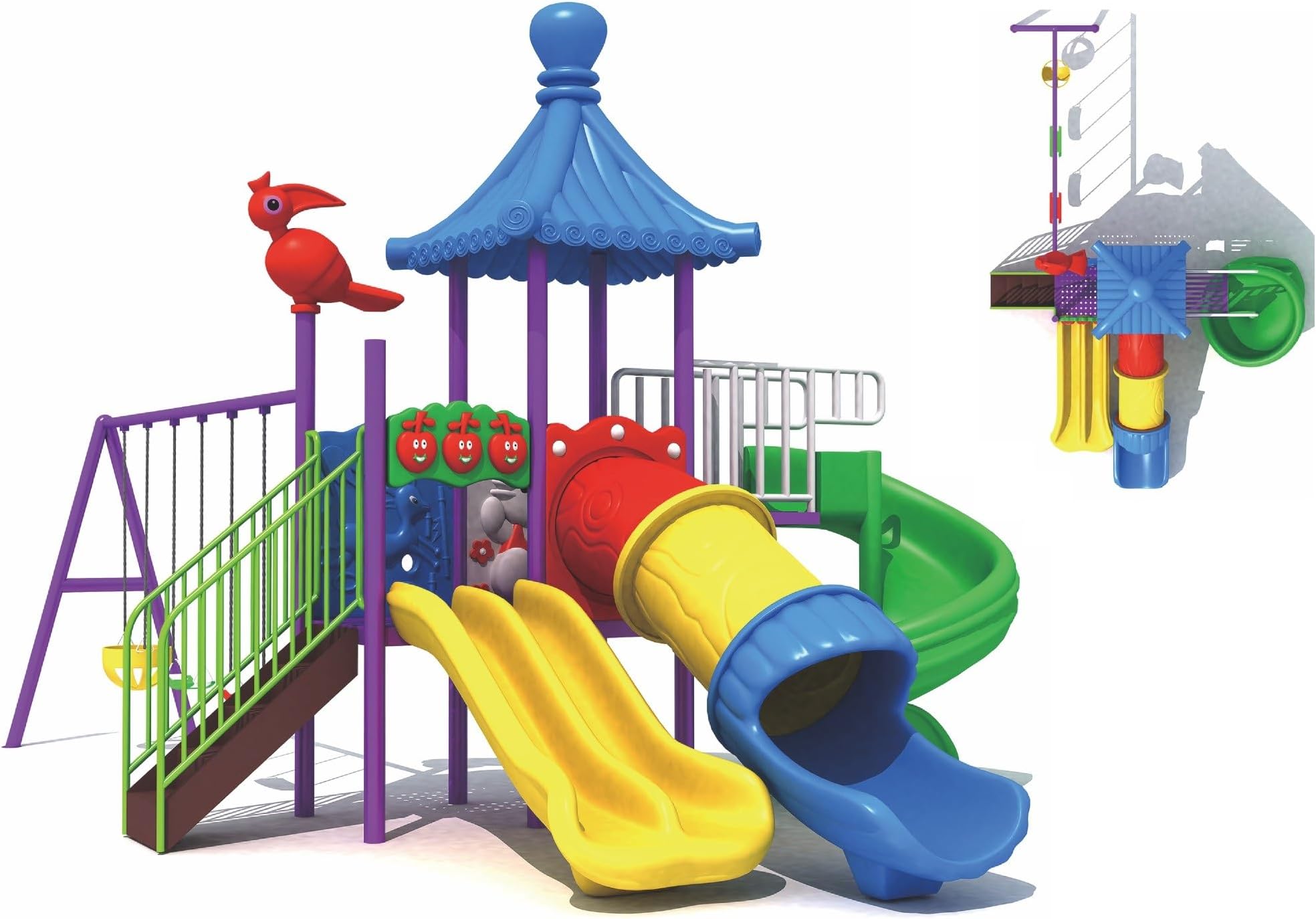 Rainbow Toys Latest Desgin Play Sets & Playground Equipment All In One slide for kids and swings for kids toys. Play-Ground Toys Area Size 700x450x370cm.
