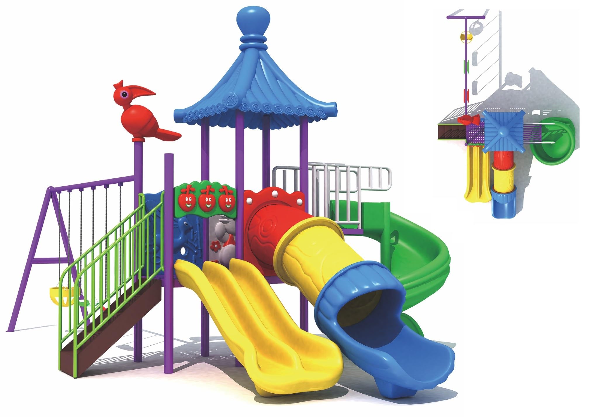 Rainbow Toys Latest Desgin Play Sets & Playground Equipment All In One slide for kids and swings for kids toys. Play-Ground Toys Area Size 700x450x370cm.