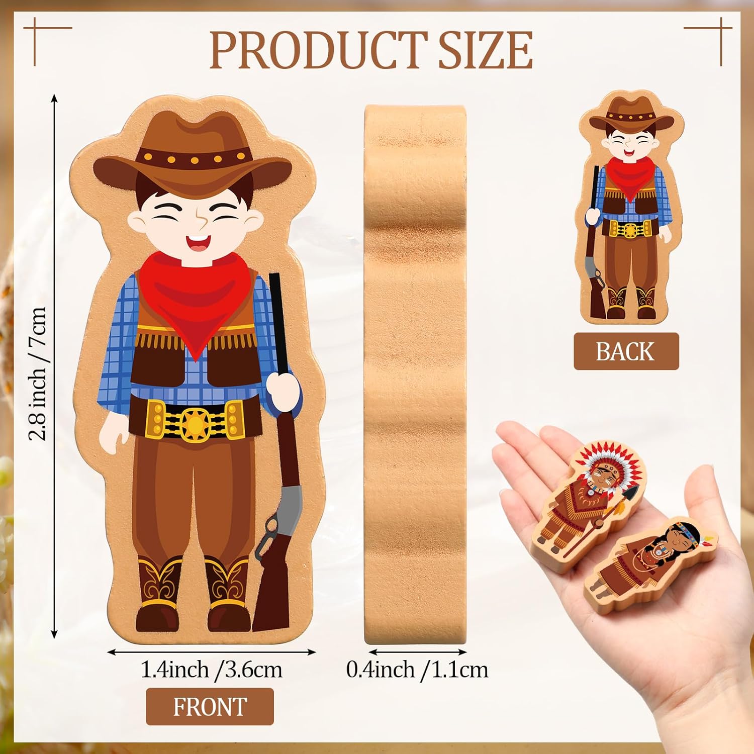Blosssound 36 Pcs Multicultural Wooden Character Set Small Wooden People Figures Small Diversity Country Couples Wood Blocks for Preschool Classroom Play Games Educational Activity Supplies