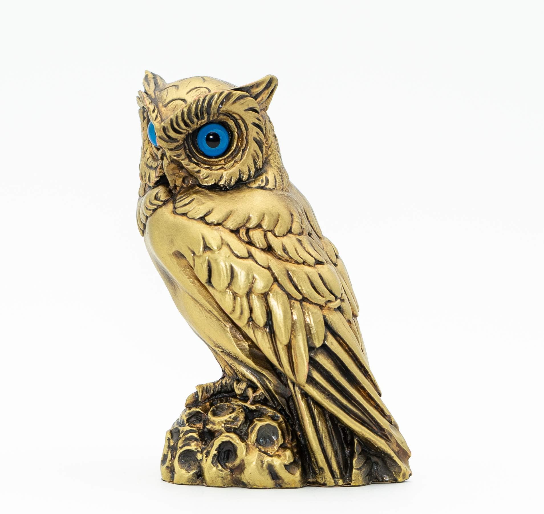 HelceeHandmade Bronze Plated Owl of Athena, Left Statue 6 in