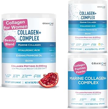 Marine Collagen Powder Trio Bundle Lemon, Pomegranate & Unflavored for Beauty and Health Support