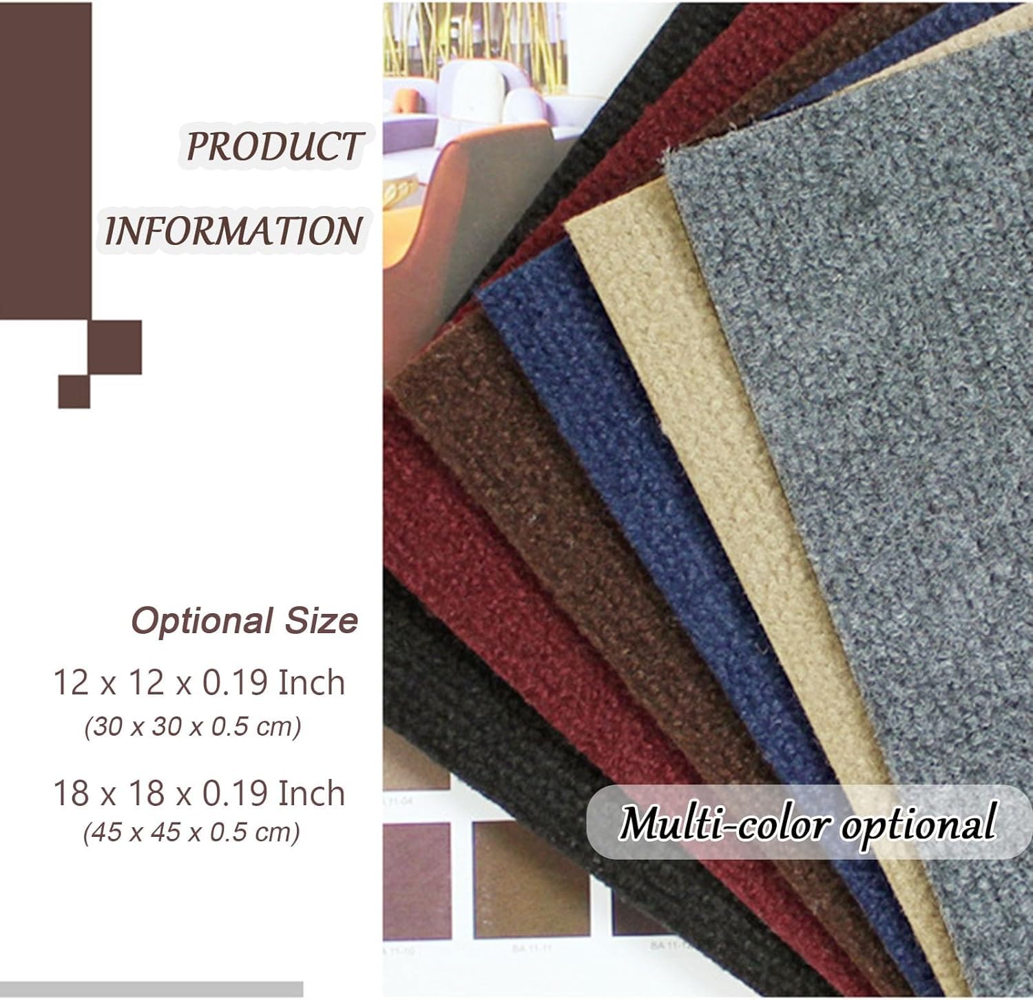 Dalles de Moquette for la Maison Dalles de Moquette Auto-adhésives polyvalentes 12X12 Pouces, insonorisées, à décoller et à Coller, faciles à Installer, Tapis de Sol antidérapant, 24 pièces | Apricot
