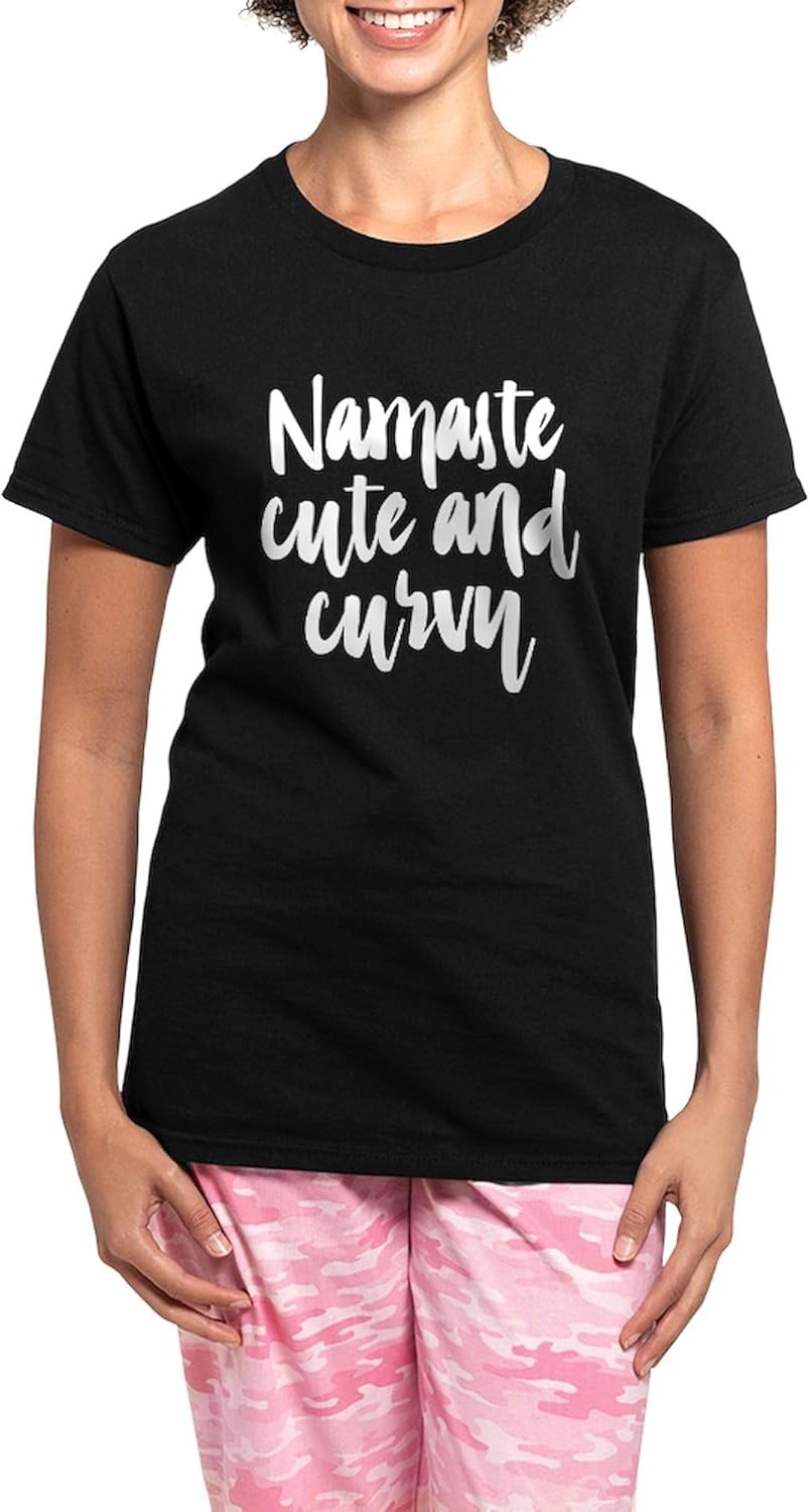 CafePress Namaste Cute And Curvy Women's Dark Pajamas Womens Novelty PJ Sleepwear