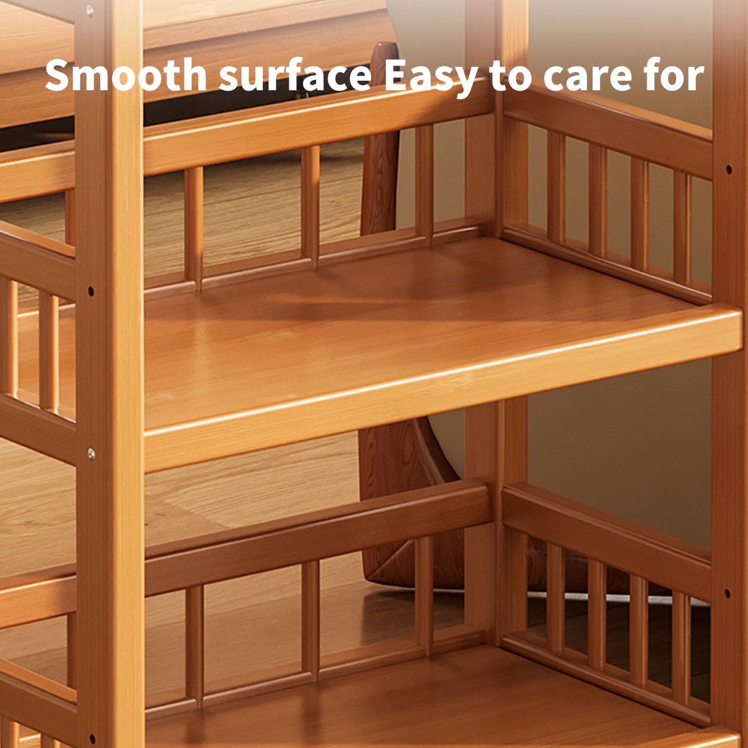 Carro de servir con ruedas, carrito de cocina de madera, 3 estantes, carrito móvil multiusos para cocina, baño, pasillo y balcón, carrito auxiliar para ahorrar espacio