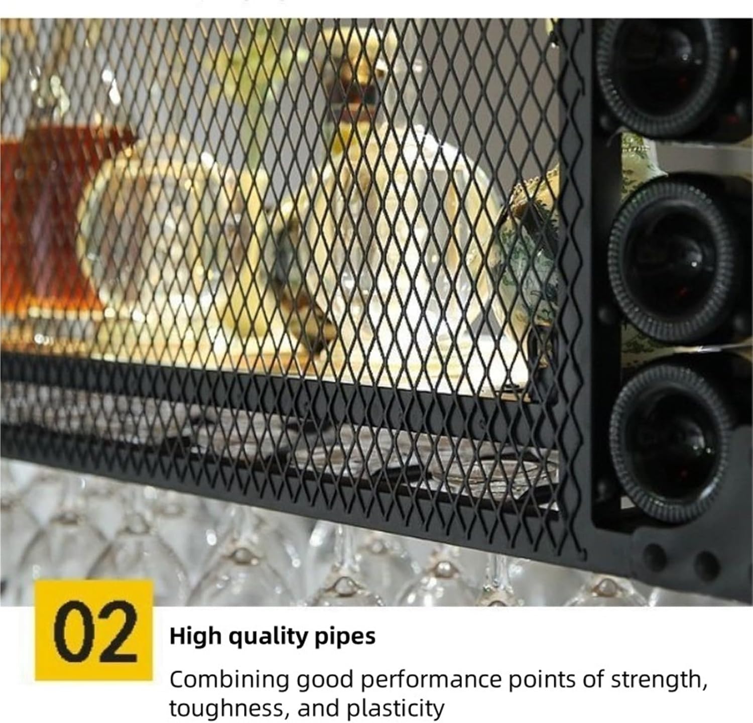 2 Layer Wall Mounted Wine Racks Large Capacity Wine Holder Modern Wall Decorative Rack Wine Bottle Holder with Glass Holder and Shelf for Pub Cafe Kitchen Elegant(60cm)