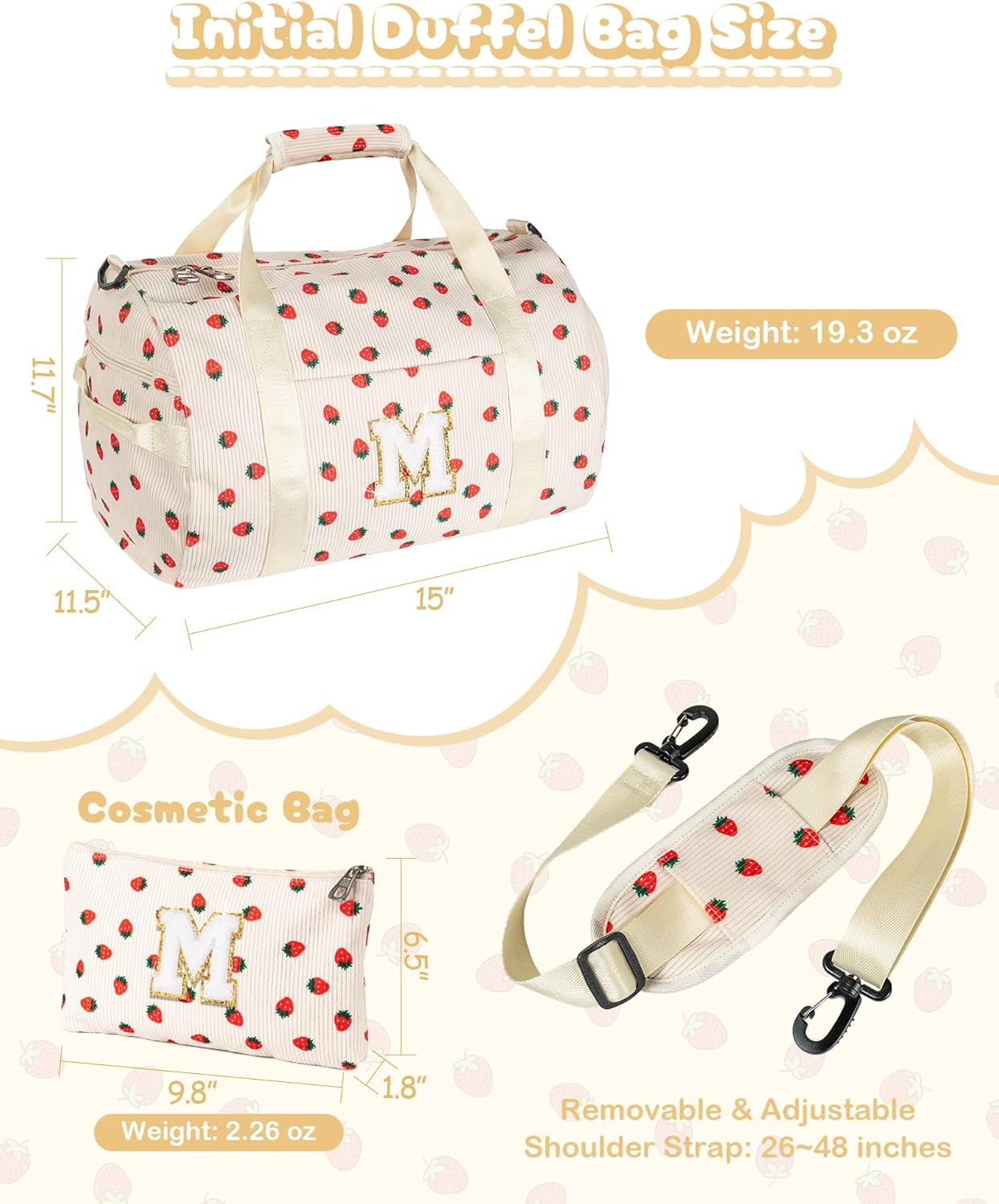 Teen Girl Valentines Day Gifts Trendy Stuff, Girls Gym Bag, Kids Weekend Duffel Bags with Shoe Compartment, Initial Travel Tote with Makeup Pouch, Birthday Gift for Grandkids (Letter A) - Image 3