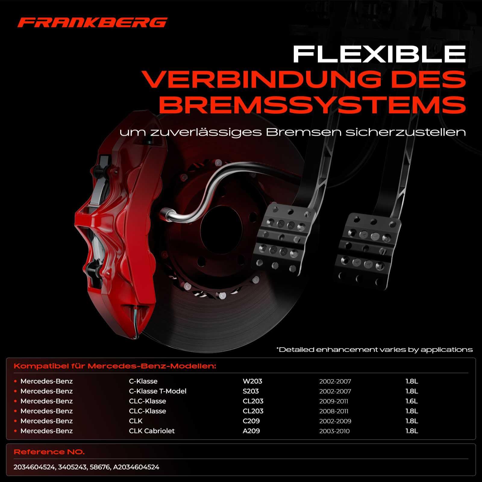 Frankberg Servolenkung Schlauch Benzin Kompatibel mit W203 S203 C180 C200 C230 2002-2007 CL203 CLC160 CLC180 CLC200 2008-2011 C209 200 2002-2009 A209 CLK200 2003-2010 Replace# A2034604524
