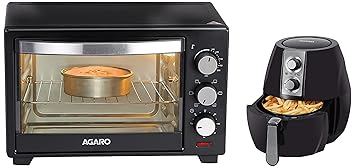 AGARO Marvel 19-Litre Oven Toaster Grill with 5 Heating Modes (Black)+AGARO 33313 Air Fryer, 2.8 L, Unifo