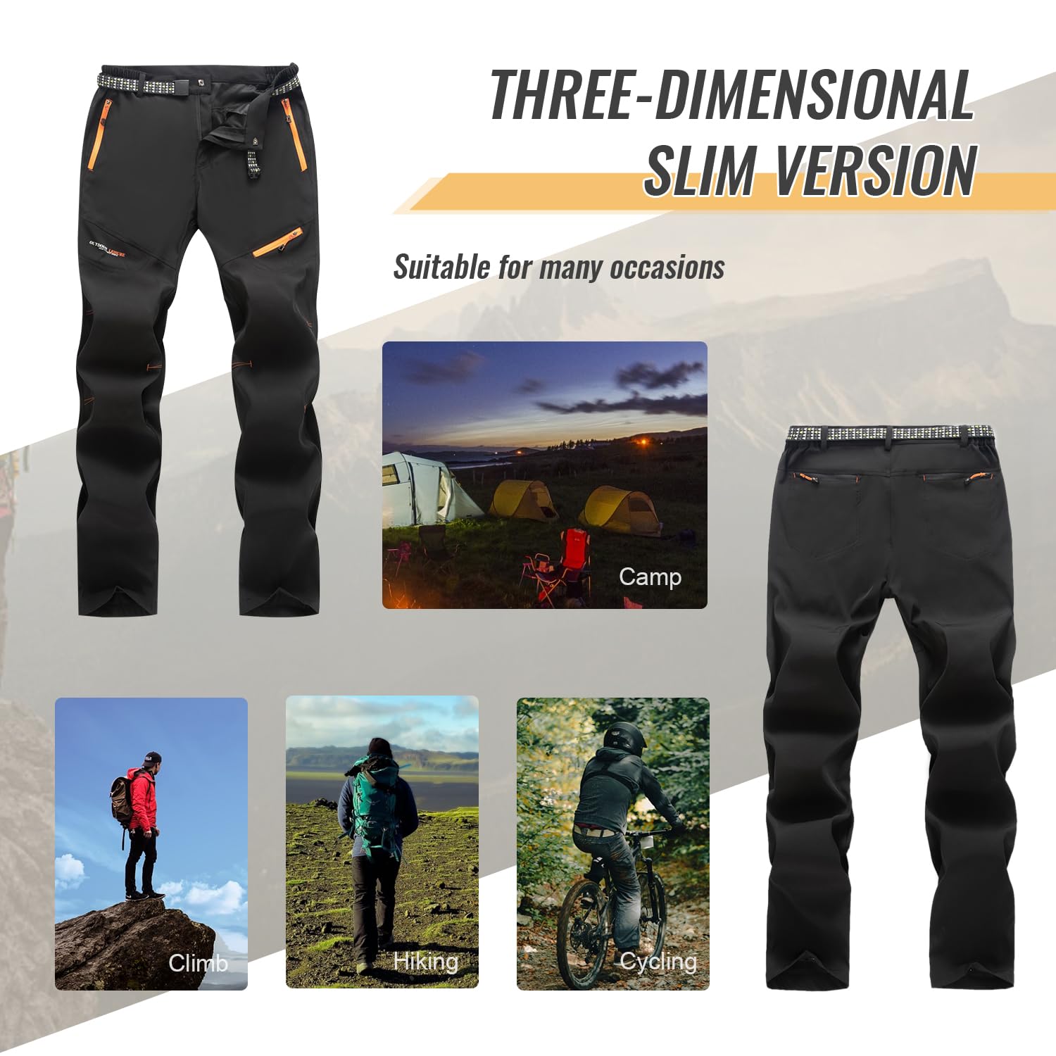 SUKUTU Hommes Pantalon de randonnée en Vrac Séchage Rapide Pantalon de Plein air Respirant Léger Pantalon de Trekking