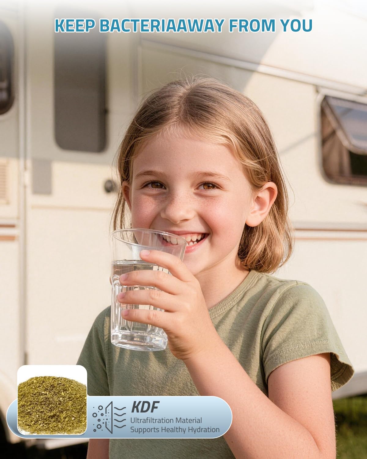 PAULINN Filtro de agua en línea para caravana, 2 paquetes de manguera de agua KDF para jardín, camping, accesorios de filtro KDF para barco, remolque, autocaravana, jardinería, plantación, lavado de