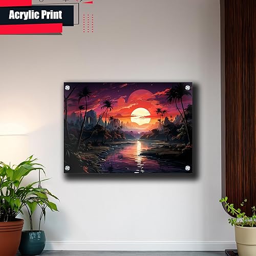 Miniatura 4 de Neon Sunset Vibes Florida Synthwave Sunset Framed poster Print, Retro Miami Style Wall Art, poster, Home Decor