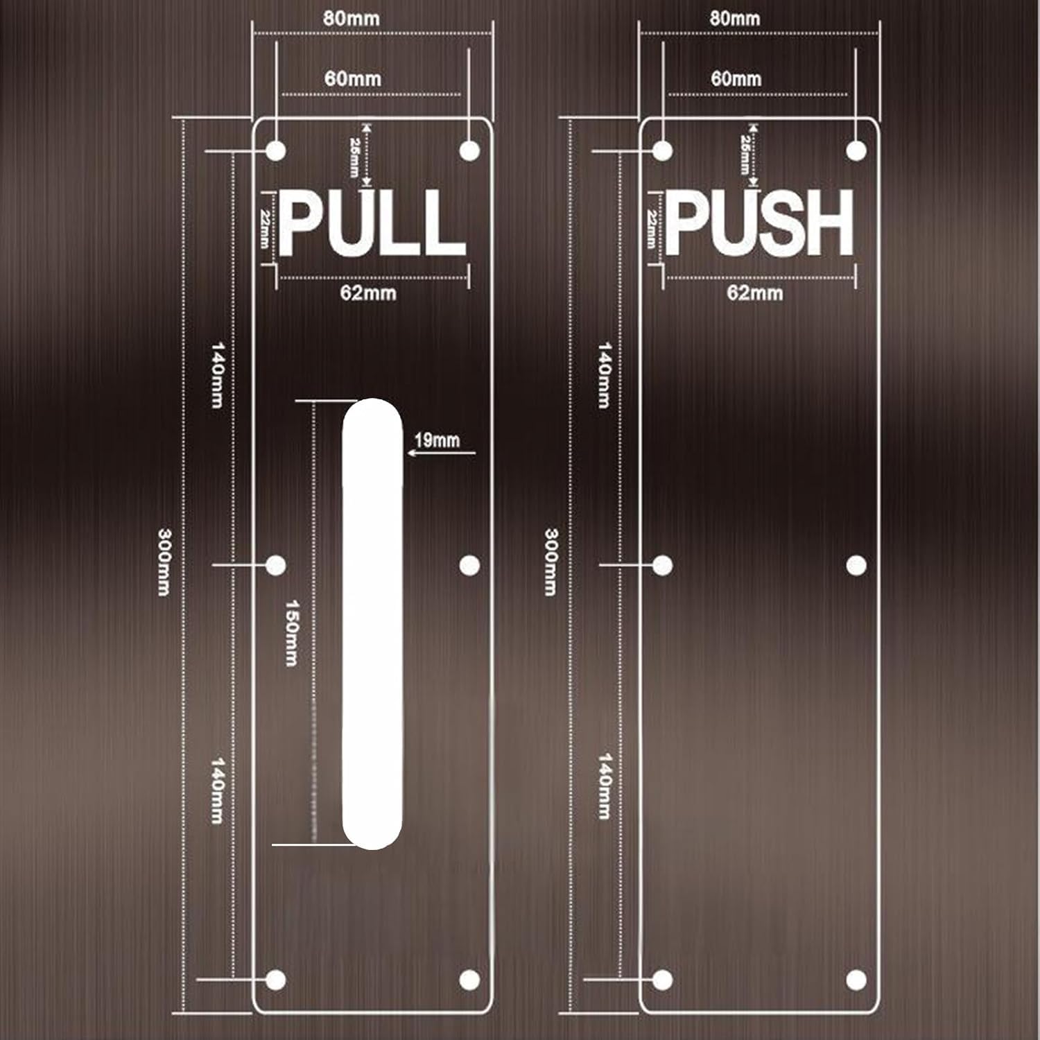 Raheem 2PCS Black Matte Powder Coated Stainless Steel Push Pull Door Handles, Heavy Duty Handle Plates for Entrance Bathroom - Image 2