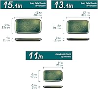 Vista 2 de vancasso Stern Platos de servicio rectangulares, juego de 3, platos de 15/13/11 pulgadas, bandejas verdes para fiestas, para entretener