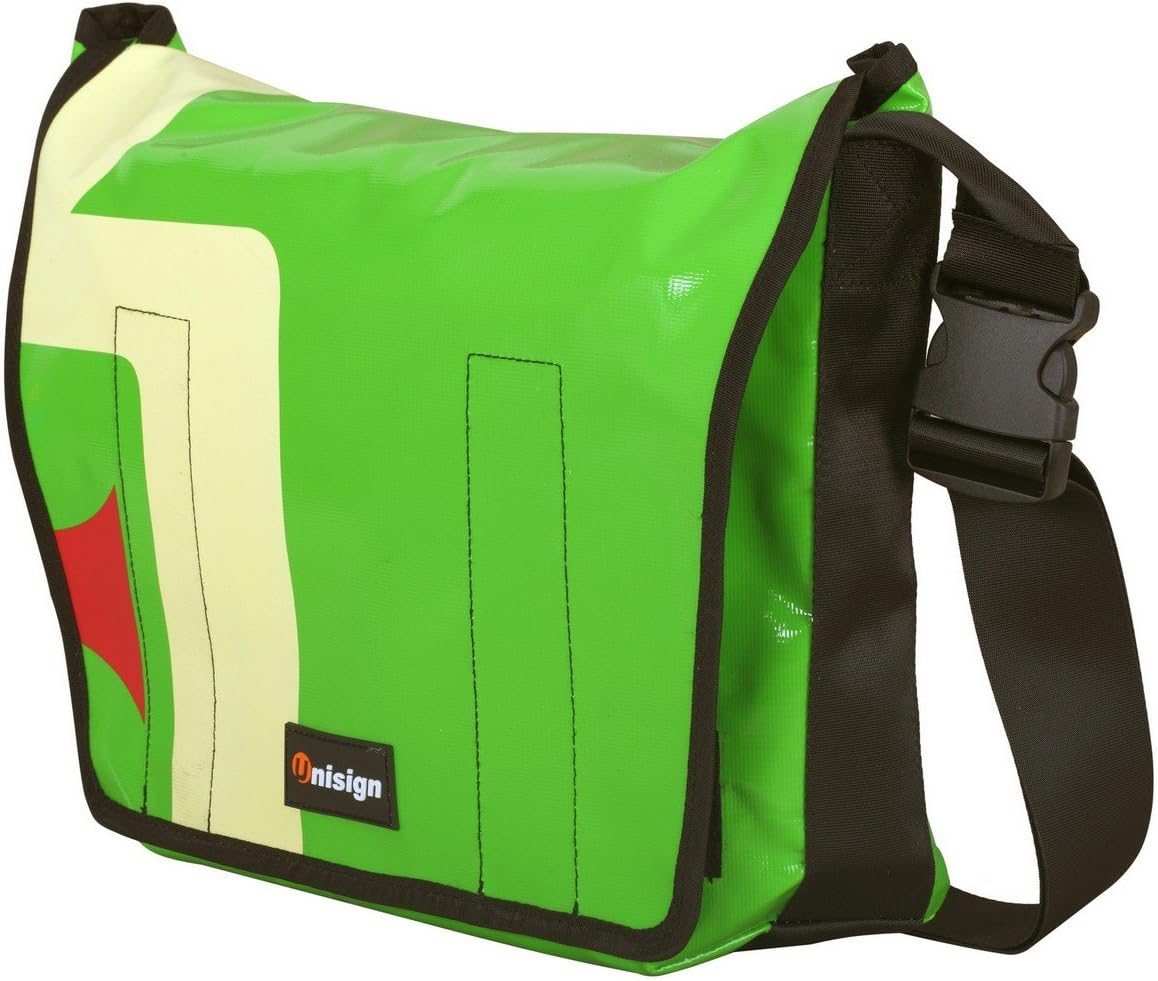 Shoulder Bag Messenger Truck Tarpaulin Pockets Heavy Duty Men's Messenger, Green/Cream/Red, L, Messenger bag