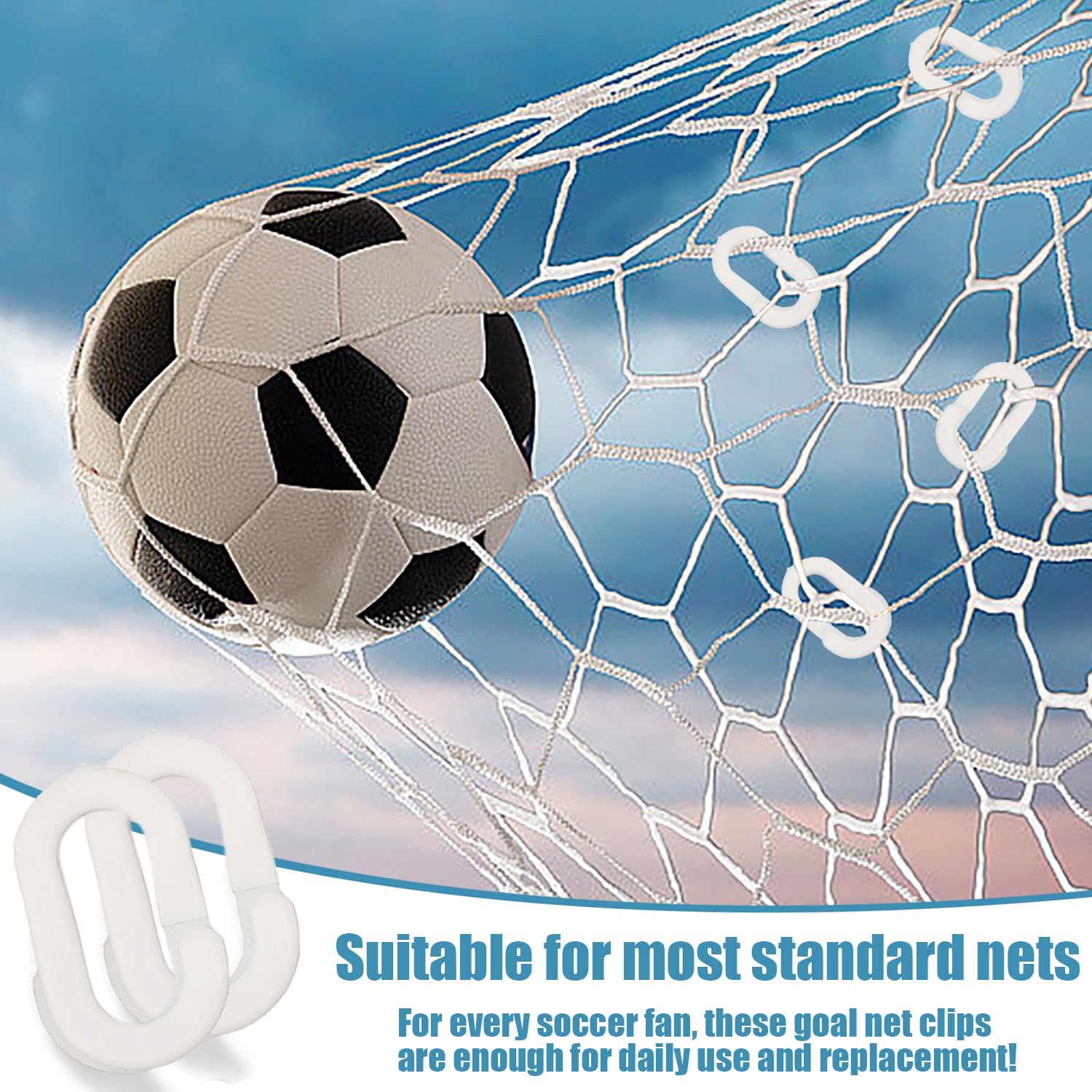 Accesorios de Portería de Plástico Blanco 40 Piezas, Clips de Red de Fútbol
