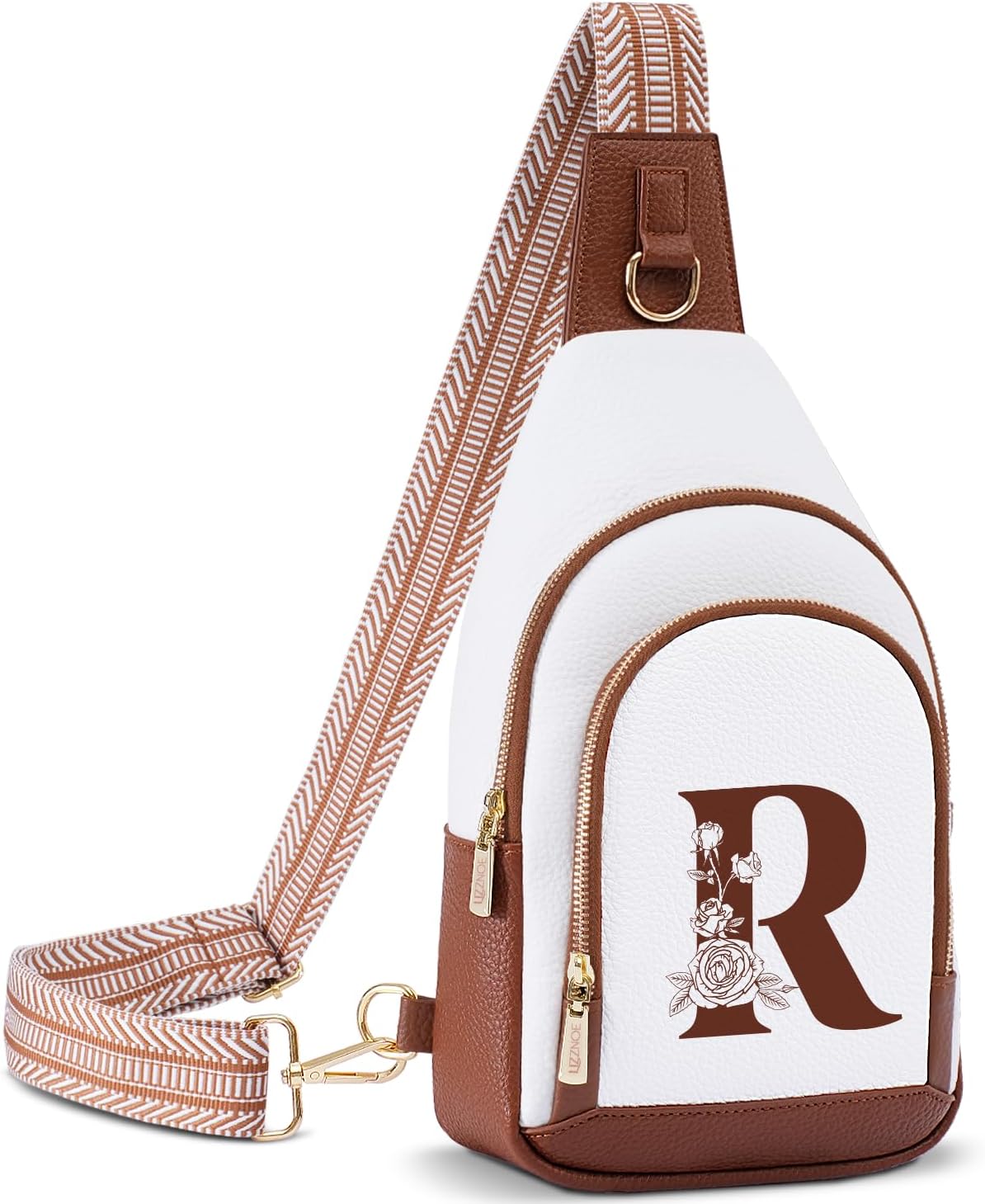 Personalized Crossbody Bag for Women Leather Sling Bags with Initial Letter Pack Chest Bag for Travel, Gift for Wife Mom