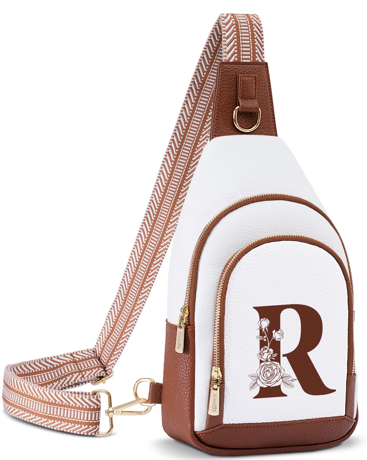 Personalized Crossbody Bag for Women Leather Sling Bags with Initial Letter Pack Chest Bag for Travel, Gift for Wife Mom