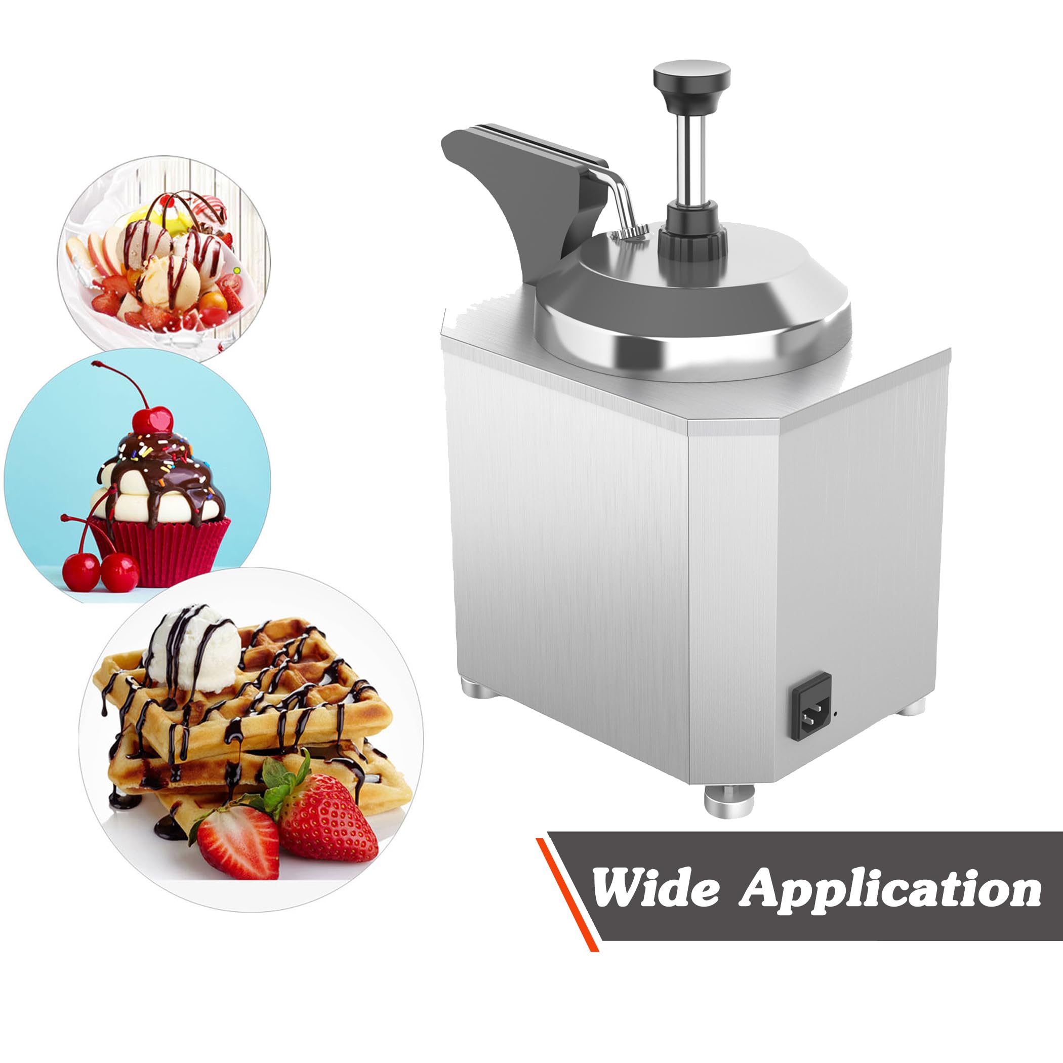 INTSUPERMAI 110V Electric Sauce Warmer Heater Single Pot Nacho Cheese Warmer with Heated Pump Electric Hot Fudge Dispenser with Pump for Fudge Cheese Caramel