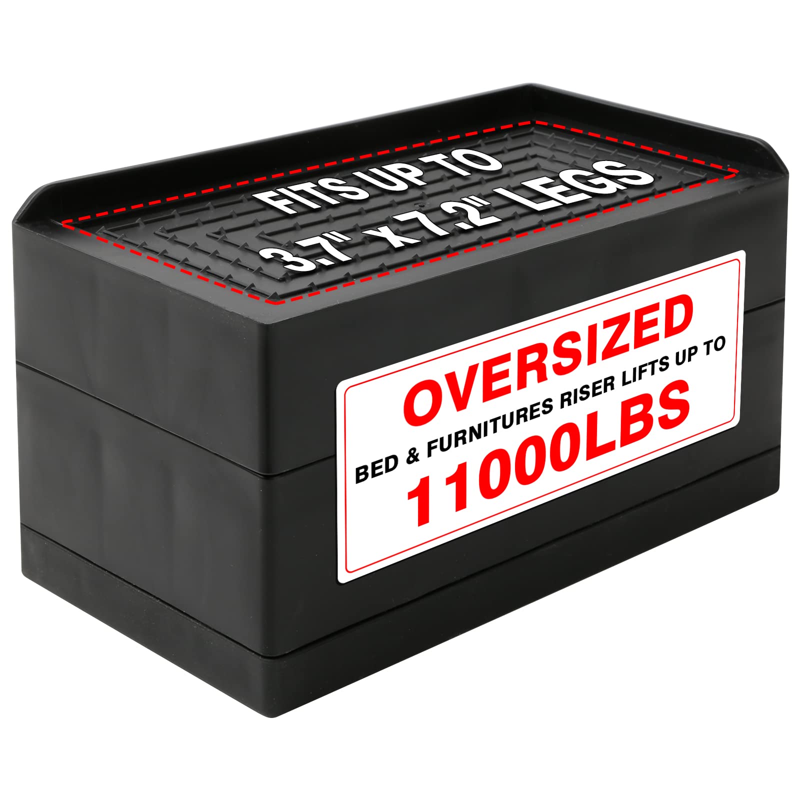 JONHWI Oversize Bed Risers, Adjustable Square Furniture Risers, Heavy Duty Bed Lifts in Heights of 3.7 Inches, Suitable for Beds Desks Sofa Tables, Supports up to 11000 Lbs (Black, 4 Pack)