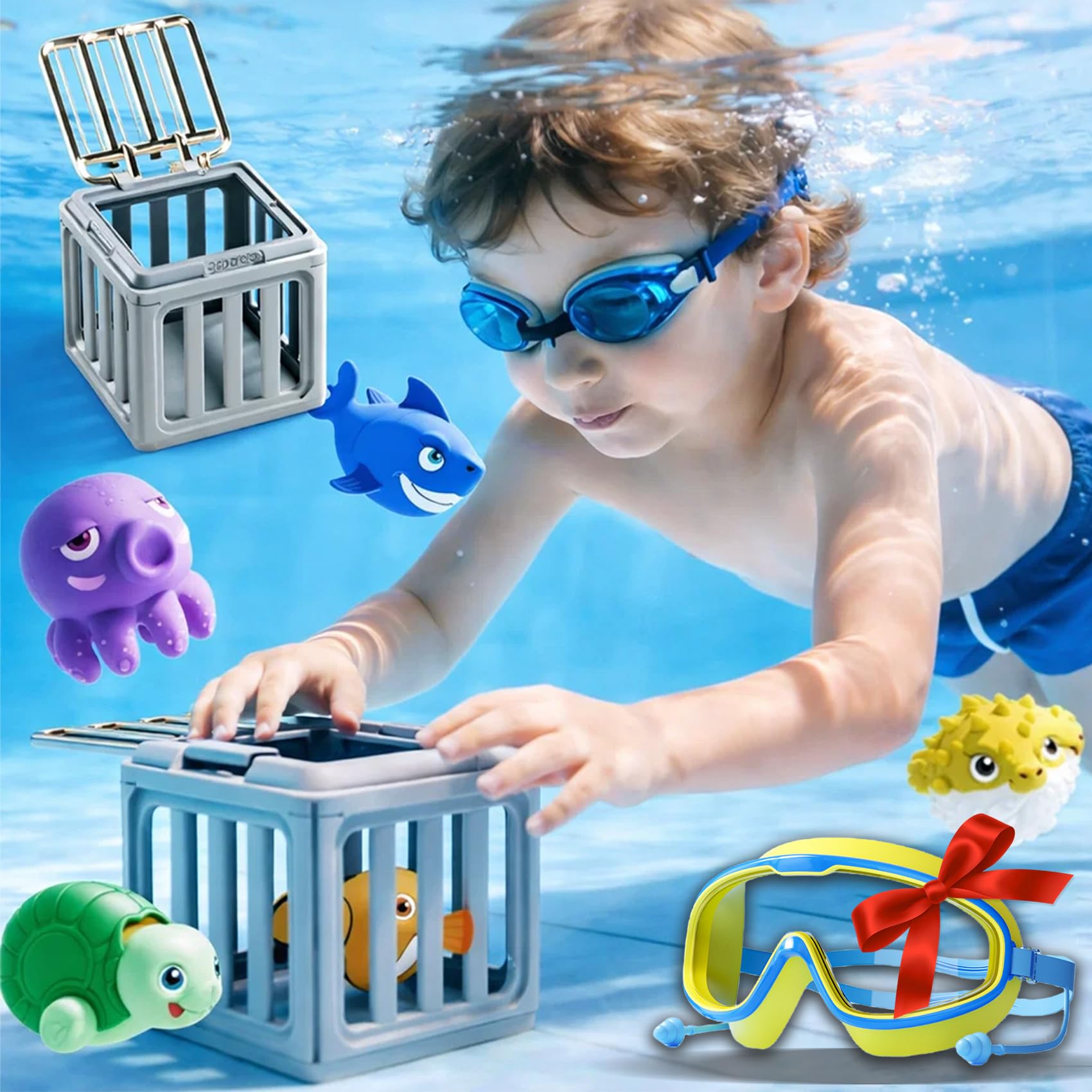 Générique Jouets De Sauvetage De Plongée sous-Marine, Jeu De Recherche sous-Marine Amusant, Ensemble De Piscine De Plongée dans l'eau D'été, for L'entraînement À La Natation, Cadeau D'été(12pcs)