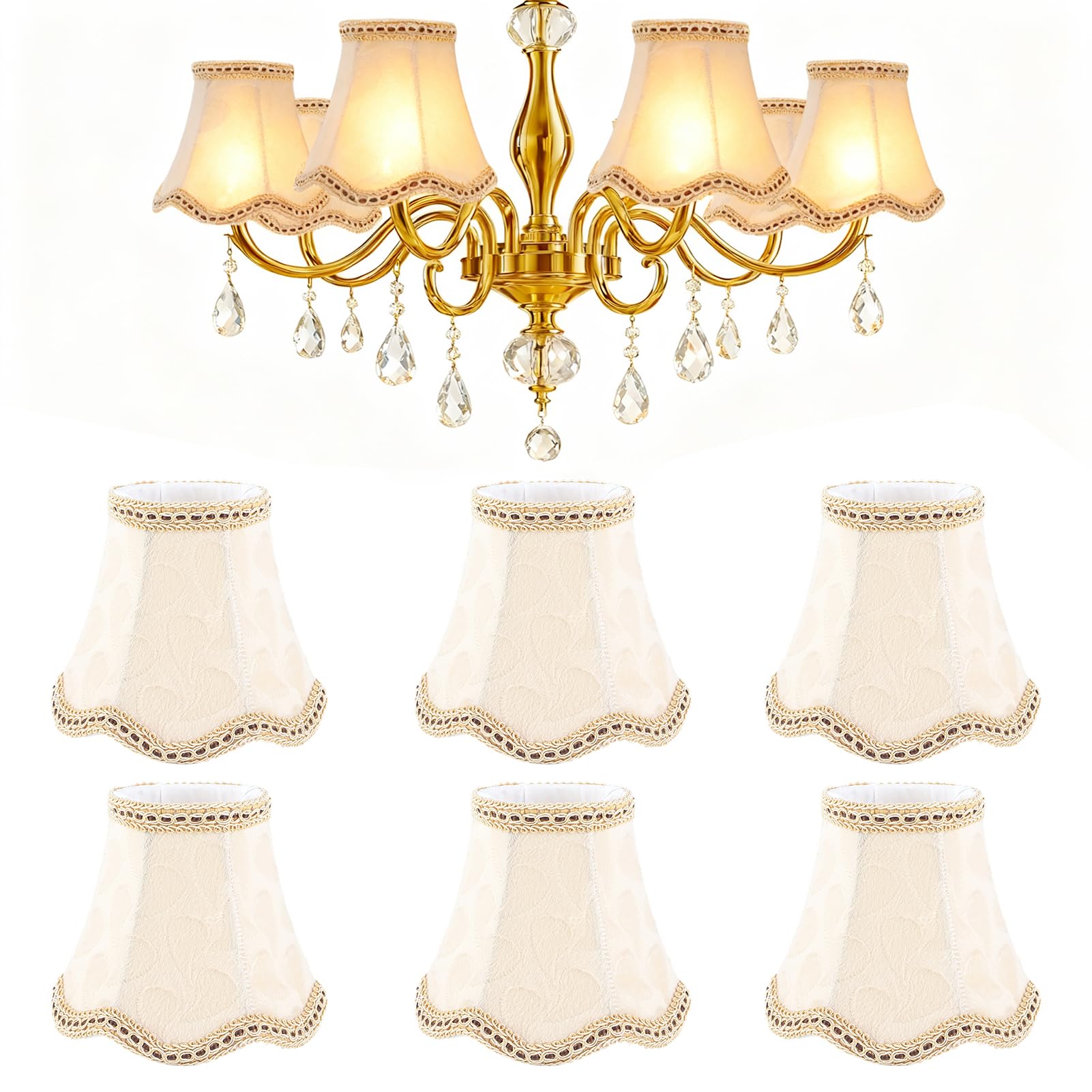6 Pcs Lamp Shade,Fabric Lampshade for E14 Bulbs, Nordic Style Lampshade Chandelier Lighting Accessories for Home Decoration for Table Bedside Floor Lamp (type9)