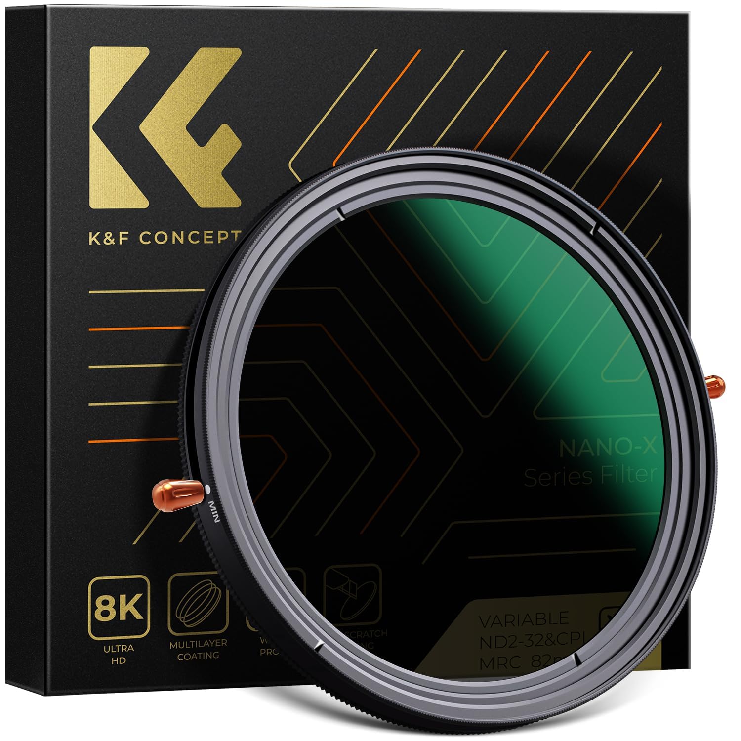 K&F Concept Filtr polaryzacyjny 67 mm CPL + ND2-ND32 ND zmienna gęstość neutralna bez krzyża niebieski 2 w 1 do obiektywu aparatu
