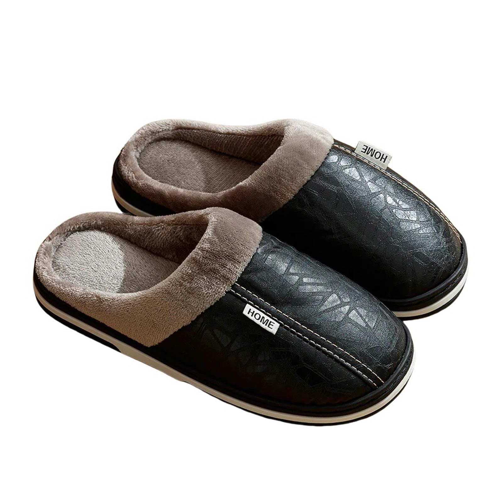 Pantofole di Peluche Uomini Slifori in Pelliccia Impermeabile per Interni Piatto da Uomo Inverno Inverno in Cotone Casa in Cotone