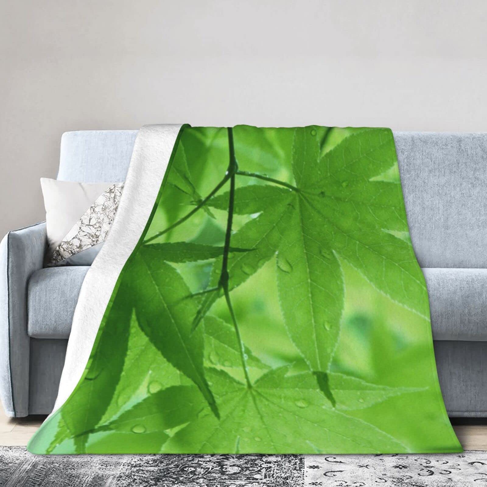 Couverture polaire microfibre légère chaude plaid lit canapé salon Green Nature