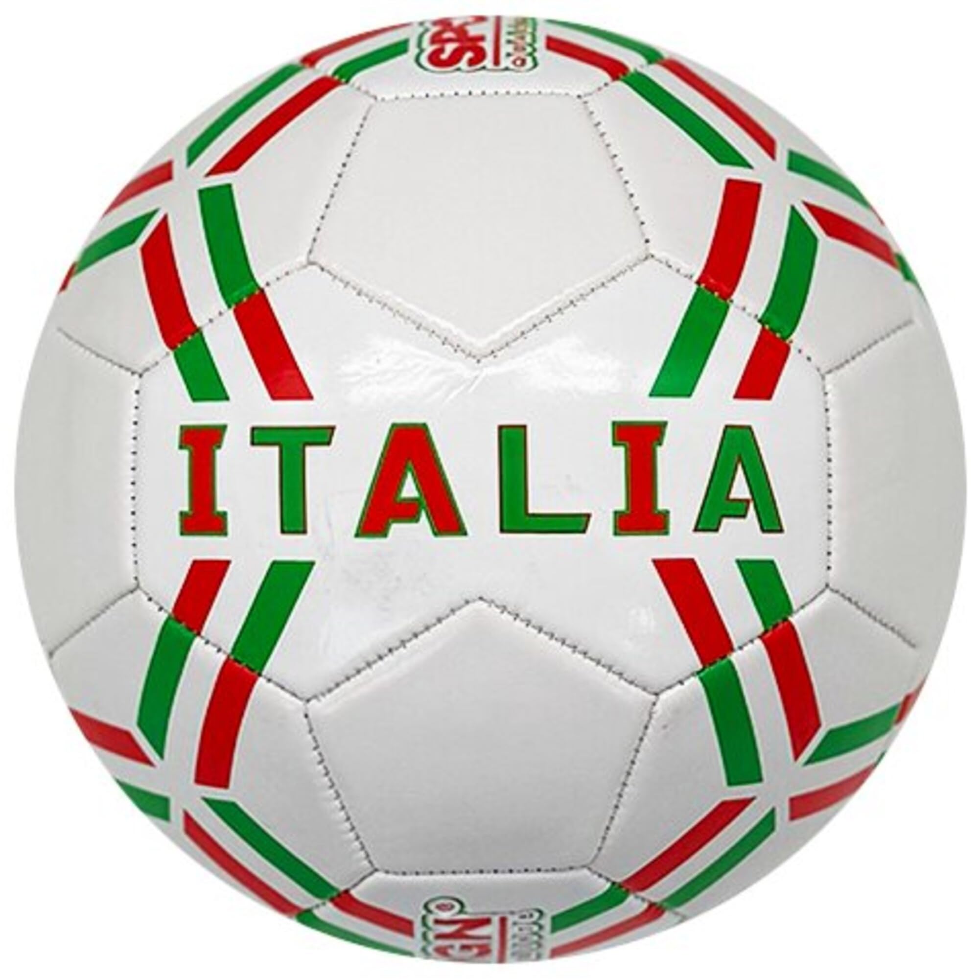 Sport Design: Pallone da calcio - Italia - Internazionale Country Team Design: Bianco-Verde-Rosso Italia, Cucito 32 Pannelli, Ufficiale Misura 5, Pelle Sintetica