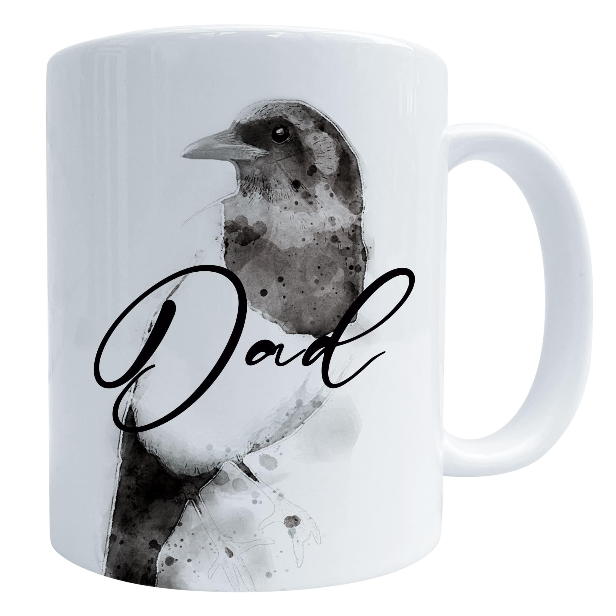 Generic Personalised Magpie Mug, 11 Oz Bird Art Ceramic Coffee Cup, Custom Gift, MU001