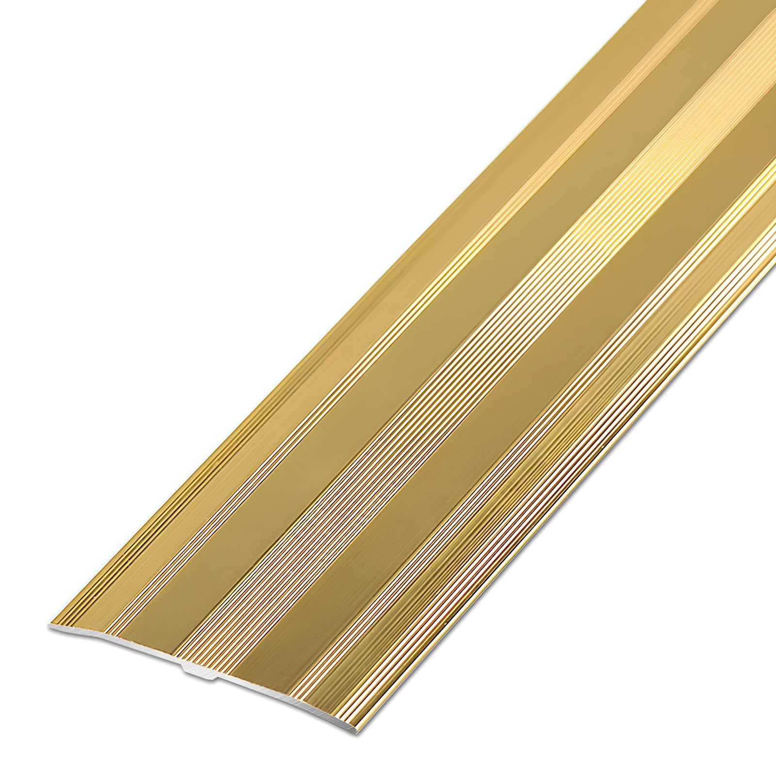 60mm Extra Wide Aluminum Floor Transition Strip, Metal Door Threshold for Joining Floor Gaps, Carpet Threshold Transition, Cover Strip(Gold,150cm/59in)