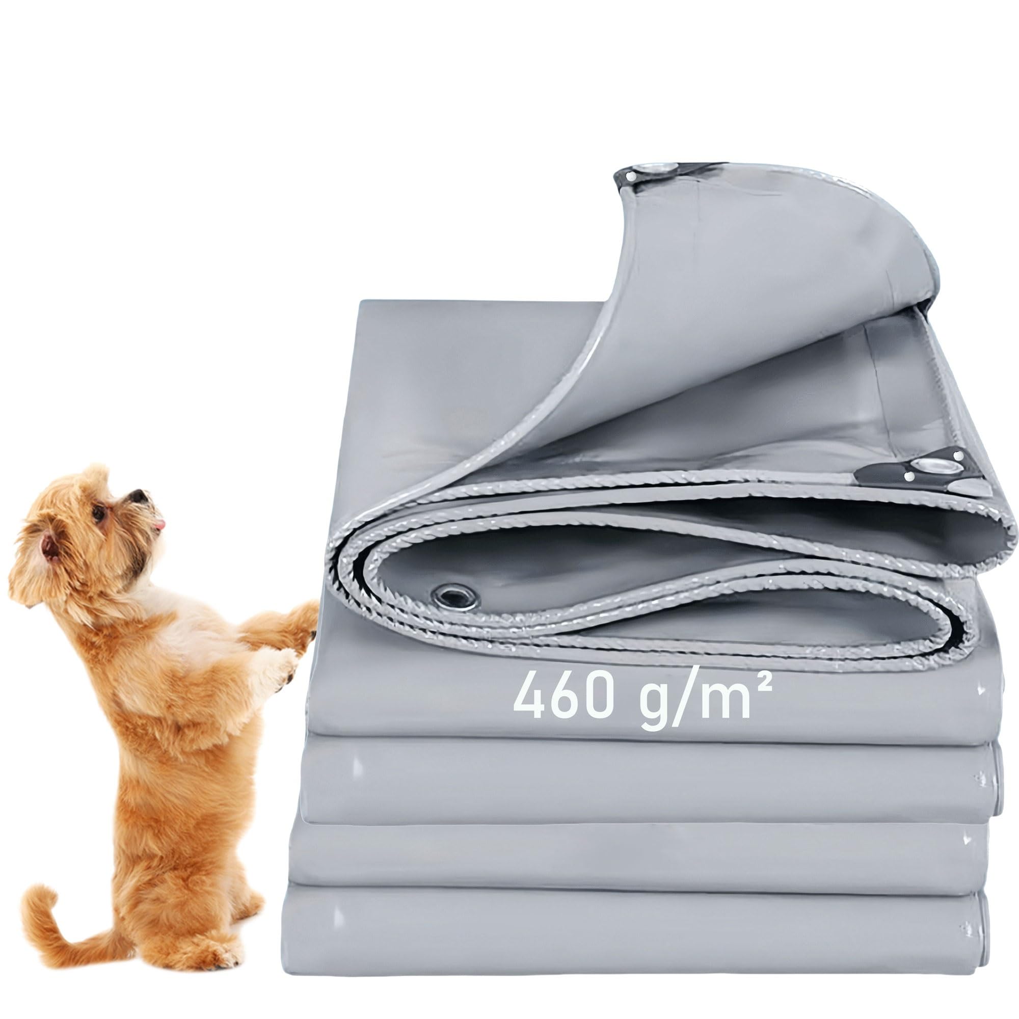LDQBF Tarps Large Multi-Purpose,2.5x2.5m 460g/m² pvc sheet Thick Tarpaulin Ideal for Furniture Ground Multipurpose Covers Grey