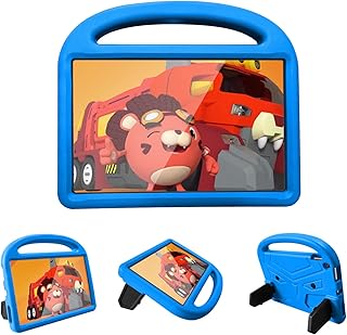 Capa infantil para Amazon Fire HD 10 2020 / 2019 / 2017, capa fofa à prova de choque com alça de apoio para Amazon Fire HD 10 2020 / 2019 / 2017 (azul)