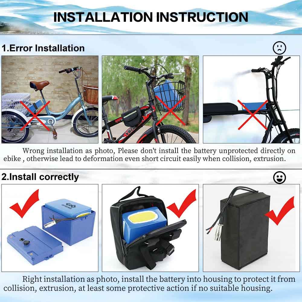 UPP Batteria per Bici elettrica 48V 20AH Ebike Batteria per Ebike, E-scooter/Go-Kart 1500W 1000W 750W 500W Motori