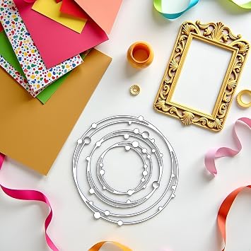 Huang 3D Spotty Line Circle Nesting Frame Metal Cutting Dies for Greeting Card Making DIY Scrapbooking Album Decorative Embossing Craft Scrapbooking Cutting Dies Card Making Accessories