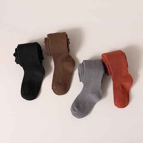 Girls Tights, (2 Pack) Stockings for Girl, Cable Knit Cotton Toddler Tights Pantyhose 1-11 Years(Gray/Brick Red,2-3T)