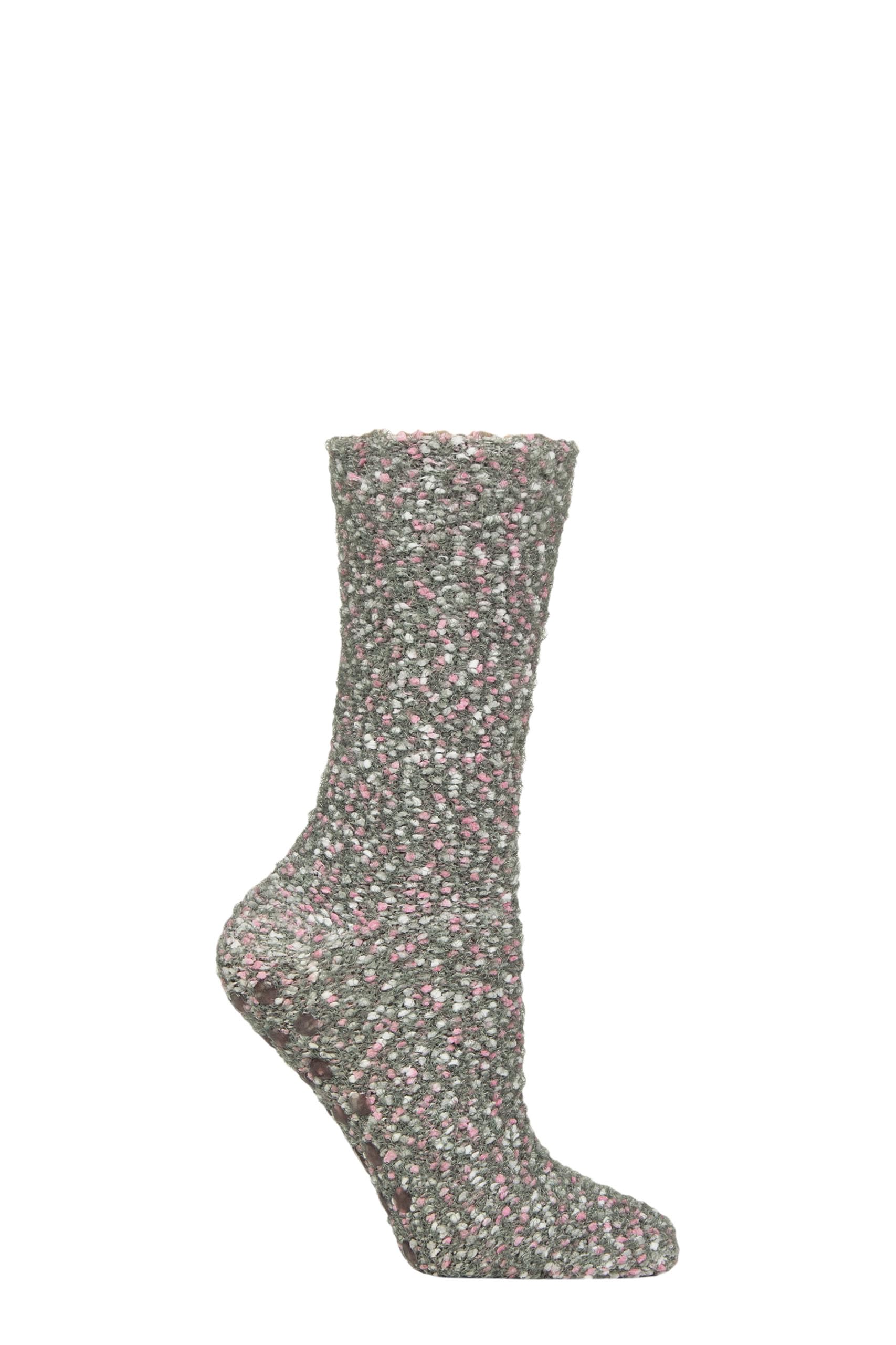SockShop Women’s Gift Boxed Socks - Popcorn Cosy Lounge Socks, Anti-Slip Grips, Slipper Socks, Gift Idea, Present for Christmas,1 Pair, Size 4-8 Light Pine