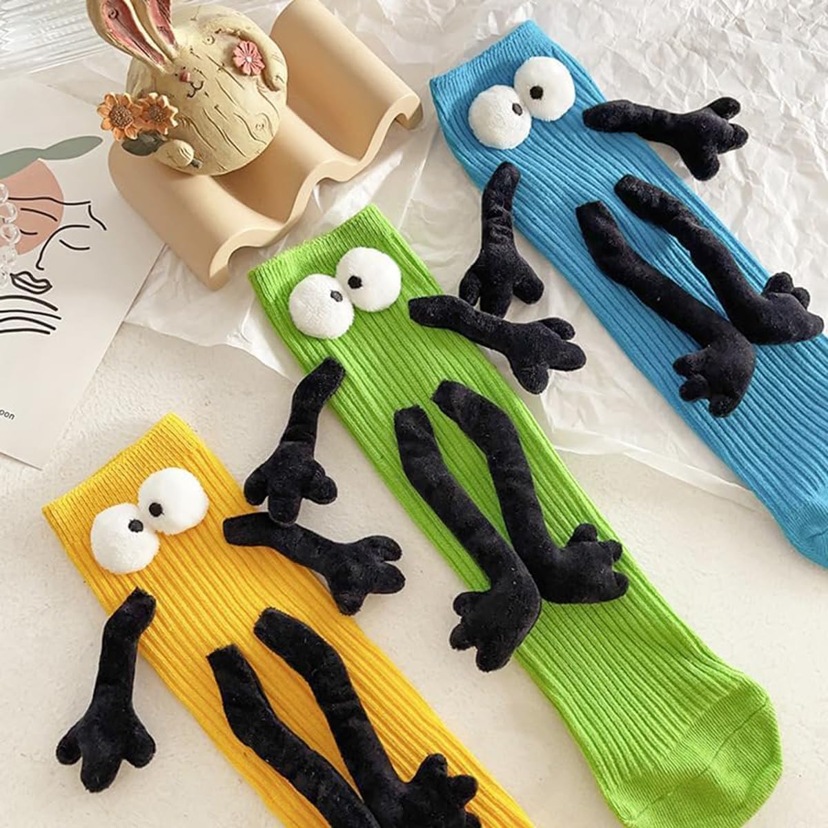 Funny Magnetic Holding Hands Feet Socks for Kids, Crazy Silly Tube Socks for Toddler Baby Girl Boy 3-13 Years - Image 4