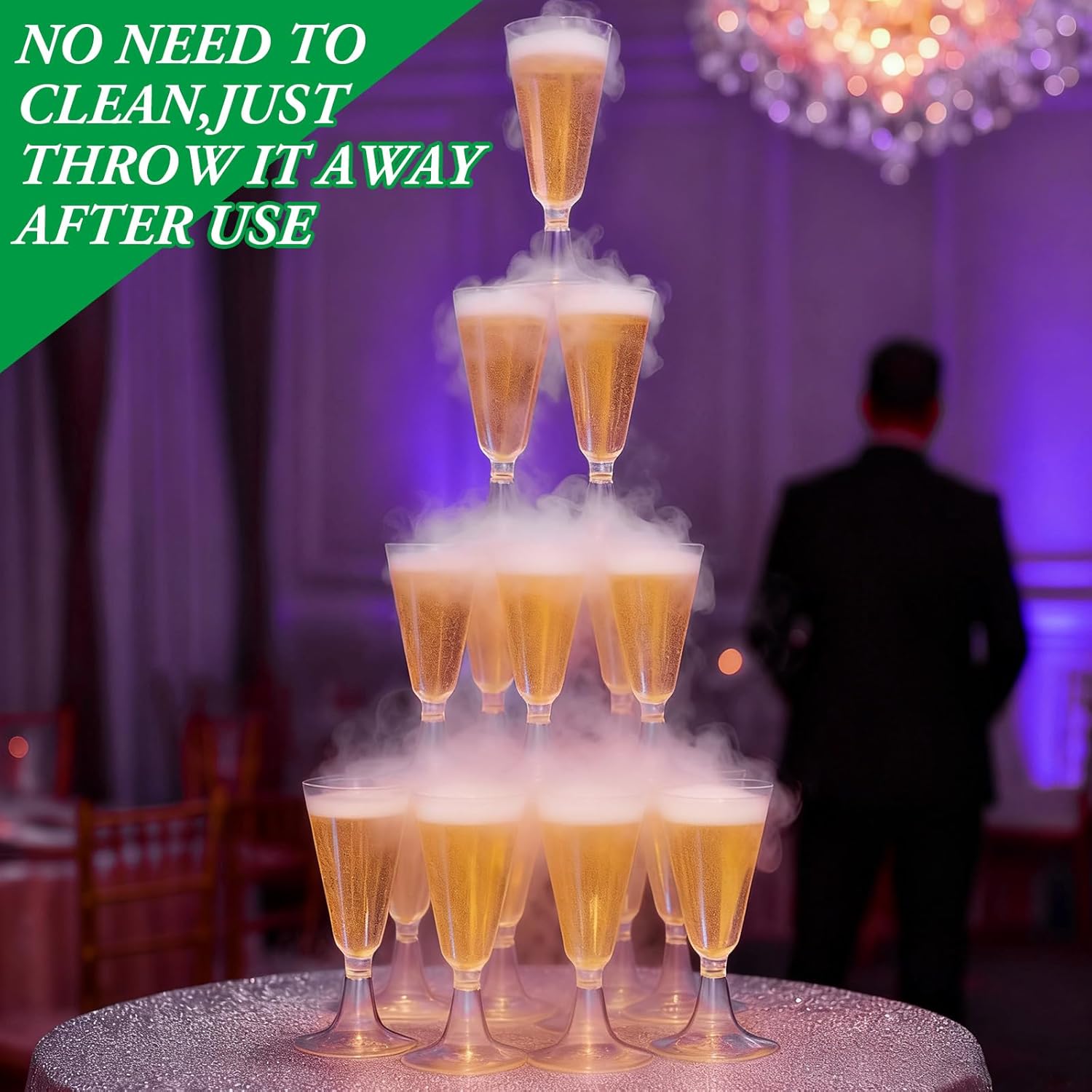 Nuenen 500 Pcs Plastic Champagne Flutes Bulk 5 oz Disposable Clear Champagne Glasses for Parties, Mimosa Bar, Events, Christmas, Wedding and Shower Party Supplies - Image 6