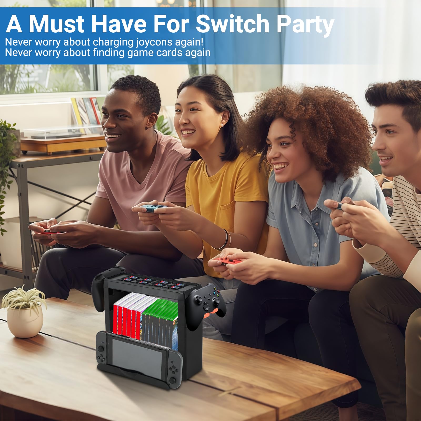 Lrocotanc Support de Rangement pour Jeux Nintendo Switch 2/Switch OLED, Stockage pour 12 Cartes de Jeu + 15 Boîtiers de Jeux, Compatible avec Manettes, Base de Console et Joy-Con
