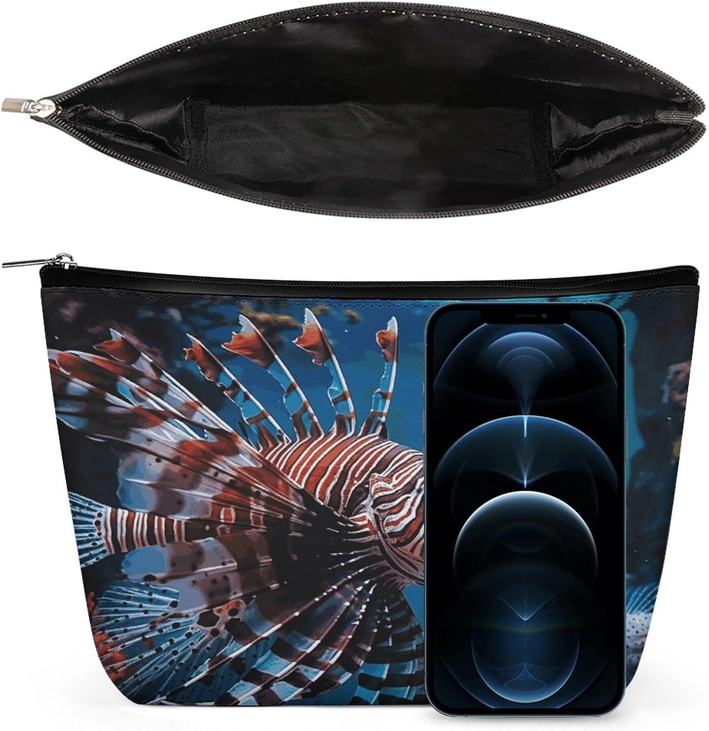 Fish in Fish Tank Makeup Bag for Women, Toiletry Bag Portable PU, Cosmetic Bag Travel Essentials Toiletries Accessories image 3
