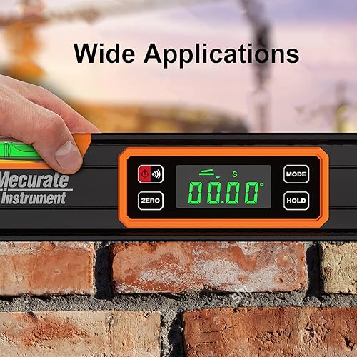 Miniatura 6 de Mecurate Nivel digital de 15.7 pulgadas con pantalla LCD, ángulo de 360, nivel de torpedo digital magnético, transportador de burbujas de espíritu
